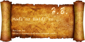 Haász Balázs névjegykártya